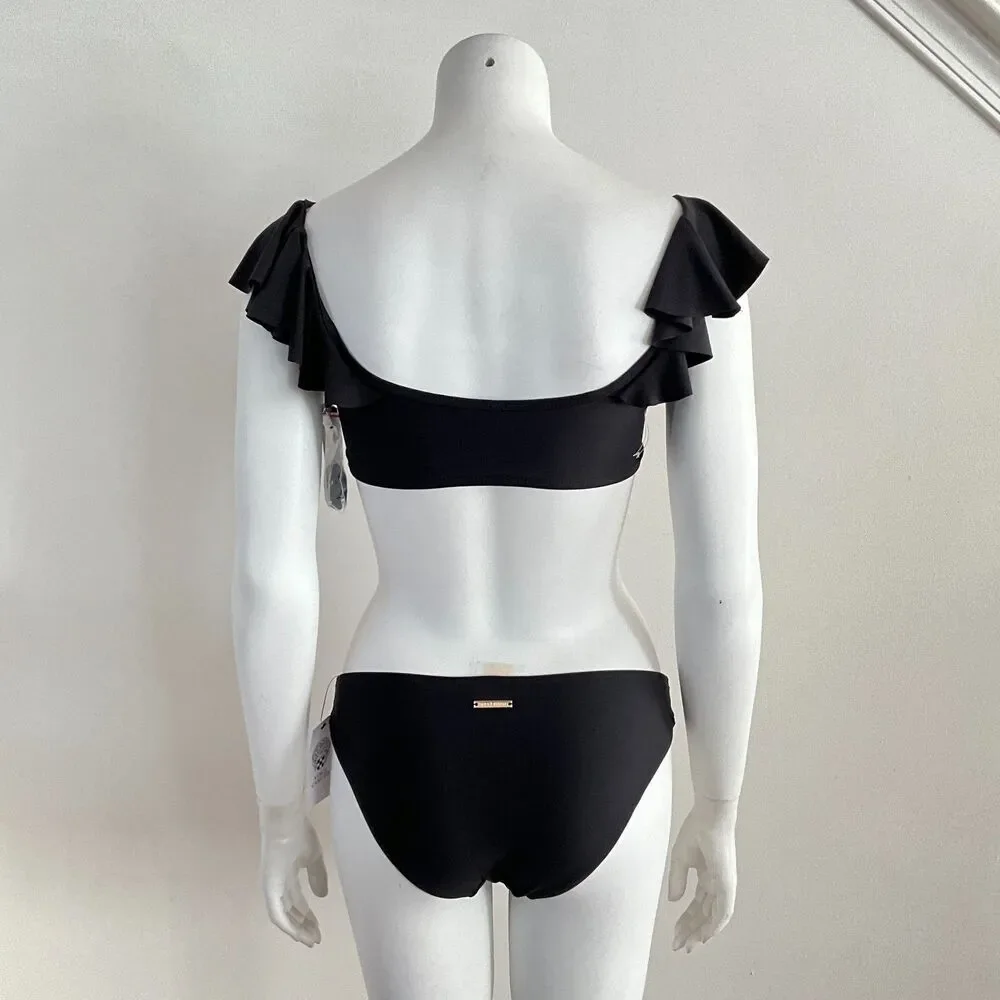 Vince Camuto 2 Piece Ruffle Bandeau Bikini Off Shoulder Swimsuit XS